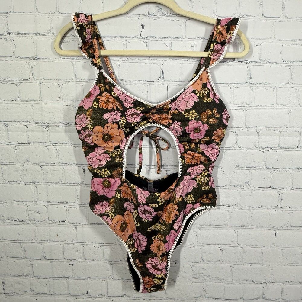 Victoria Secret Swiming Suit One Piece Floral Ruffle Women Large Y2K Fairy